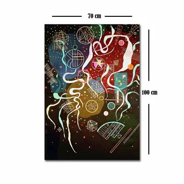 Lerretsbilde 70x100 cm - Abstrakt komposisjon med fargerike former og linjer som skaper en dynamisk bevegelse - Rød / Grønn / Blå - Interiør - Maleri & posters - Lerretsbilder