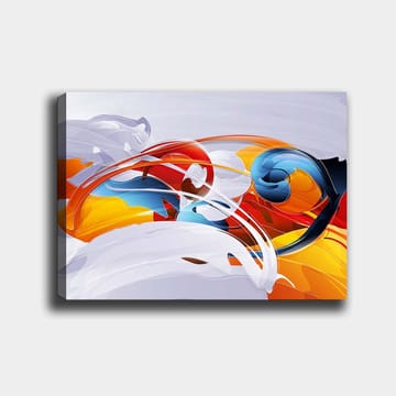 Lerretsbilde 70x100 cm - Abstrakt komposisjon med fargerike husker og former - Rød / Blå / Oransje - Interiør - Maleri & posters - Lerretsbilder