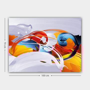 Lerretsbilde 70x100 cm - Abstrakt komposisjon med fargerike husker og former - Rød / Blå / Oransje - Interiør - Maleri & posters - Lerretsbilder