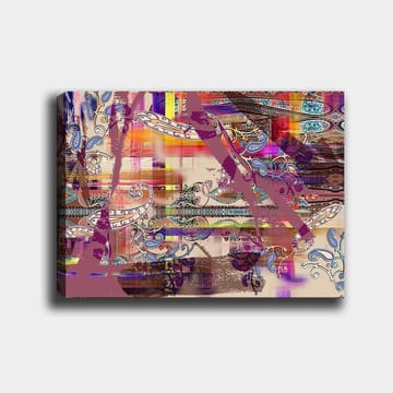 Lerretsbilde 70x100 cm - Abstrakt komposisjon med fargerike mønstre og dekorative elementer - Lilla / Oransje / Blå - Interiør - Maleri & posters - Lerretsbilder