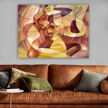 Lerretsbilde 70x100 cm - Abstrakt komposisjon med former og en vase - Gull / Brun / Beige - Interiør - Maleri & posters - Lerretsbilder