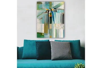 Lerretsbilde 70x100 cm - Abstrakt komposisjon med geometriske former i forskjellige nyanser av blått og grønt - Blå / Grønn / Beige - Interiør - Maleri & posters - Lerretsbilder