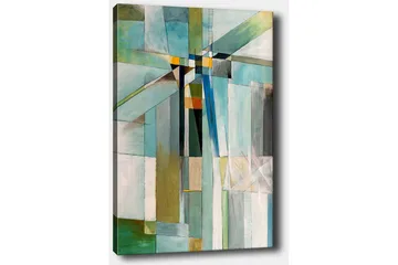 Lerretsbilde 70x100 cm - Abstrakt komposisjon med geometriske former i forskjellige nyanser av blått og grønt - Blå / Grønn / Beige - Interiør - Maleri & posters - Lerretsbilder