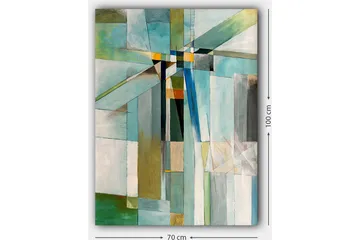 Lerretsbilde 70x100 cm - Abstrakt komposisjon med geometriske former i forskjellige nyanser av blått og grønt - Blå / Grønn / Beige - Interiør - Maleri & posters - Lerretsbilder