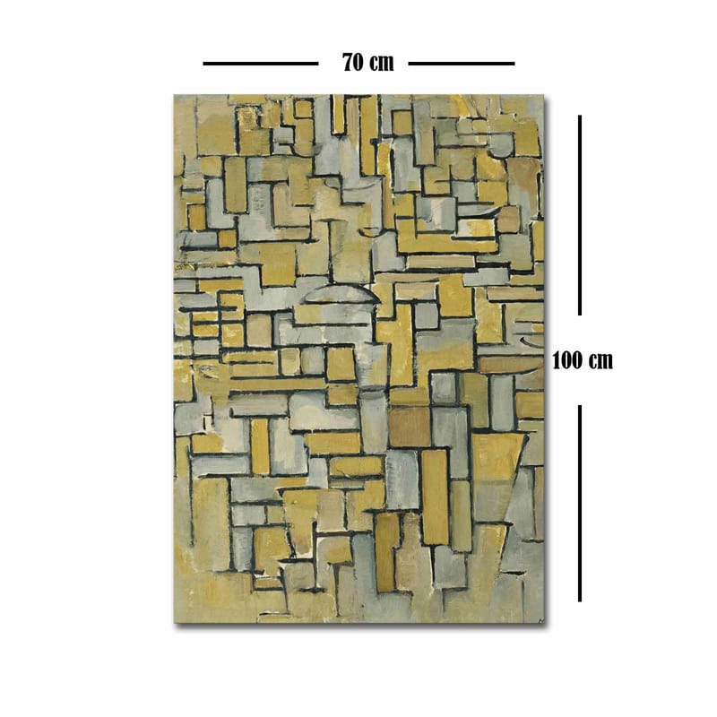 Lerretsbilde 70x100 cm - Abstrakt komposisjon med geometriske former i gult og grått - Gul / Grå - Interiør - Maleri & posters - Lerretsbilder