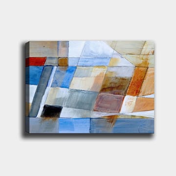 Lerretsbilde 70x100 cm - Abstrakt komposisjon med geometriske former i harmoniske farger - Blå / Oransje / Grå - Interiør - Maleri & posters - Lerretsbilder