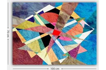 Lerretsbilde 70x100 cm - Abstrakt komposisjon med geometriske former i livlige farger - Blå / Rød / Svart - Interiør - Maleri & posters - Lerretsbilder