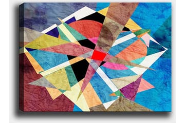 Lerretsbilde 70x100 cm - Abstrakt komposisjon med geometriske former i livlige farger - Blå / Rød / Svart - Interiør - Maleri & posters - Lerretsbilder
