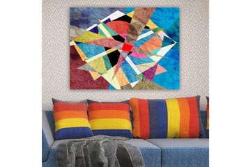 Lerretsbilde 70x100 cm - Abstrakt komposisjon med geometriske former i livlige farger - Blå / Rød / Svart - Interiør - Maleri & posters - Lerretsbilder