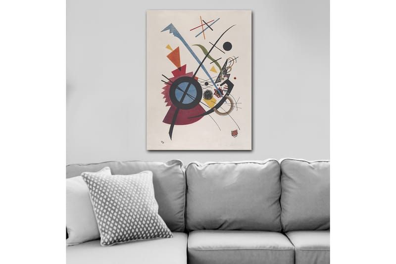 Lerretsbilde 70x100 cm - Abstrakt komposisjon med geometriske former og dynamiske linjer - Rød / Blå / Svart - Interiør - Maleri & posters - Lerretsbilder