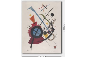 Lerretsbilde 70x100 cm - Abstrakt komposisjon med geometriske former og dynamiske linjer - Rød / Blå / Svart - Interiør - Maleri & posters - Lerretsbilder