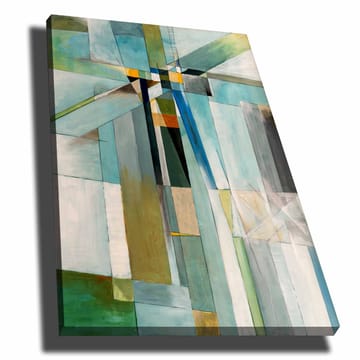 Lerretsbilde 70x100 cm - Abstrakt komposisjon med geometriske former og en harmonisk fargepalett - Blå / Grønn / Beige - Interiør - Maleri & posters - Lerretsbilder