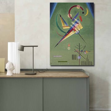 Lerretsbilde 70x100 cm - Abstrakt komposisjon med geometriske former og fargerike linjer - Grønn / Blå / Rød - Interiør - Maleri & posters - Lerretsbilder