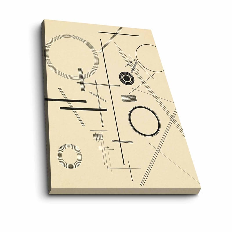 Lerretsbilde 70x100 cm - Abstrakt komposisjon med geometriske former og linjer - Beige / Svart - Interiør - Maleri & posters - Lerretsbilder