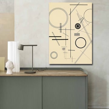 Lerretsbilde 70x100 cm - Abstrakt komposisjon med geometriske former og linjer - Beige / Svart - Interiør - Maleri & posters - Lerretsbilder