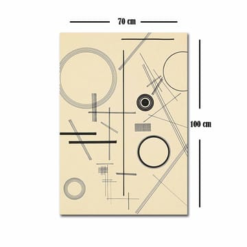 Lerretsbilde 70x100 cm - Abstrakt komposisjon med geometriske former og linjer - Beige / Svart - Interiør - Maleri & posters - Lerretsbilder