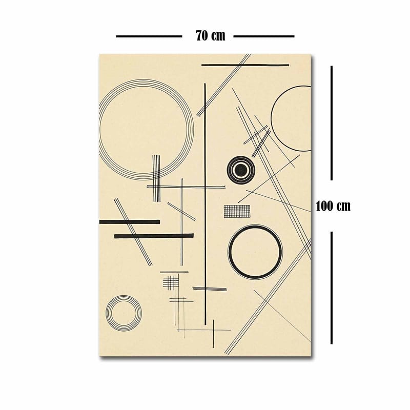 Lerretsbilde 70x100 cm - Abstrakt komposisjon med geometriske former og linjer - Beige / Svart - Interiør - Maleri & posters - Lerretsbilder