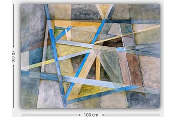 Lerretsbilde 70x100 cm - Abstrakt komposisjon med geometriske former og linjer i harmoniske farger - Blå / Beige / Grå - Interiør - Maleri & posters - Lerretsbilder