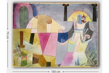 Lerretsbilde 70x100 cm - Abstrakt komposisjon med geometriske former og myke farger som skaper en drømmeaktig atmosfære - Rosa / Gul / Grønn - Interiør - Maleri & posters - Lerretsbilder