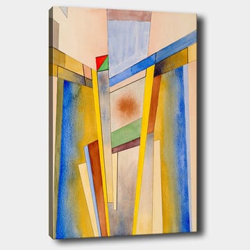 Lerretsbilde 70x100 cm - Abstrakt komposisjon med geometriske former og sterke farger - Gul / Blå / Rød - Interiør - Maleri & posters - Lerretsbilder