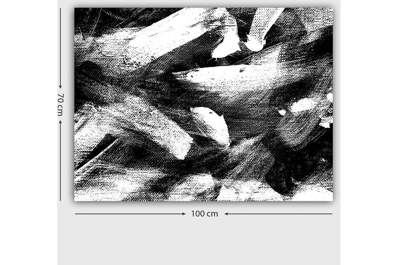 Lerretsbilde 70x100 cm - Abstrakt komposisjon med kraftige svart-hvite penselstrøk - Svart / Hvit - Interiør - Maleri & posters - Lerretsbilder
