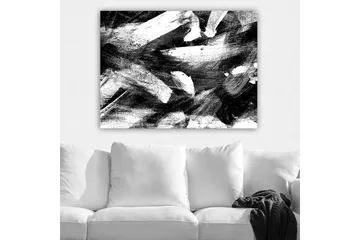 Lerretsbilde 70x100 cm - Abstrakt komposisjon med kraftige svart-hvite penselstrøk - Svart / Hvit - Interiør - Maleri & posters - Lerretsbilder