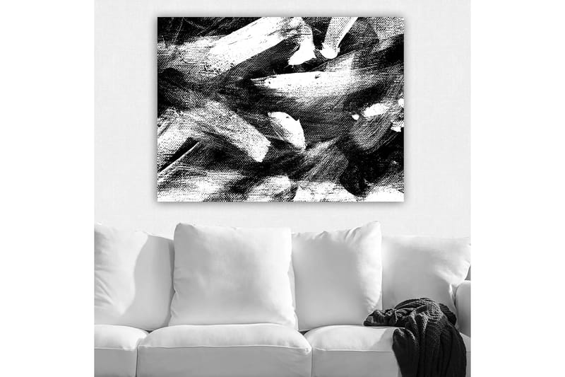 Lerretsbilde 70x100 cm - Abstrakt komposisjon med kraftige svart-hvite penselstrøk - Svart / Hvit - Interiør - Maleri & posters - Lerretsbilder