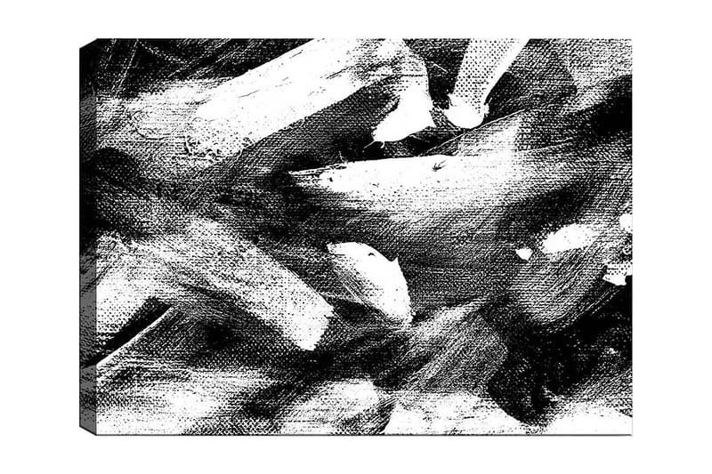 Lerretsbilde 70x100 cm - Abstrakt komposisjon med kraftige svart-hvite penselstrøk, Svart / Hvit