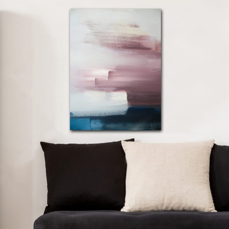 Lerretsbilde 70x100 cm - Abstrakt komposisjon med myke fargeoverganger i rosa og blå nyanser - Rosa / Blå / Hvit - Interiør - Maleri & posters - Lerretsbilder