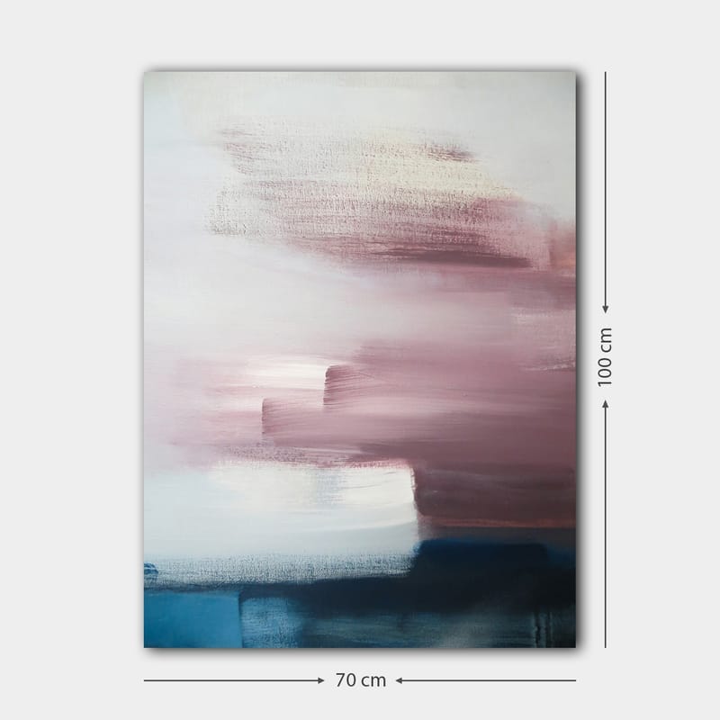 Lerretsbilde 70x100 cm - Abstrakt komposisjon med myke fargeoverganger i rosa og blå nyanser - Rosa / Blå / Hvit - Interiør - Maleri & posters - Lerretsbilder