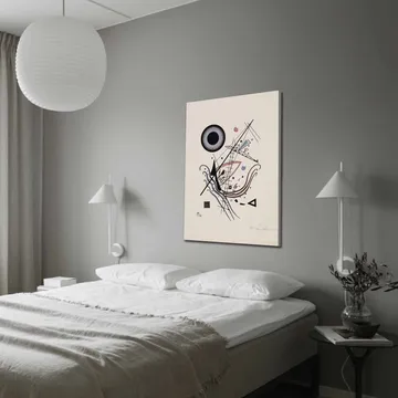 Lerretsbilde 70x100 cm - Abstrakt komposisjon med sirkler og linjer i harmonisk balanse - Svart / Rød / Blå - Interiør - Maleri & posters - Lerretsbilder