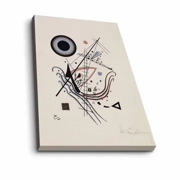 Lerretsbilde 70x100 cm - Abstrakt komposisjon med sirkler og linjer i harmonisk balanse - Svart / Rød / Blå - Interiør - Maleri & posters - Lerretsbilder