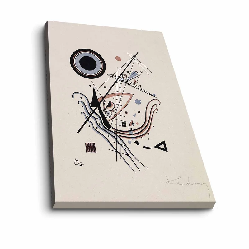 Lerretsbilde 70x100 cm - Abstrakt komposisjon med sirkler og linjer i harmonisk balanse - Svart / Rød / Blå - Interiør - Maleri & posters - Lerretsbilder