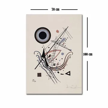 Lerretsbilde 70x100 cm - Abstrakt komposisjon med sirkler og linjer i harmonisk balanse - Svart / Rød / Blå - Interiør - Maleri & posters - Lerretsbilder