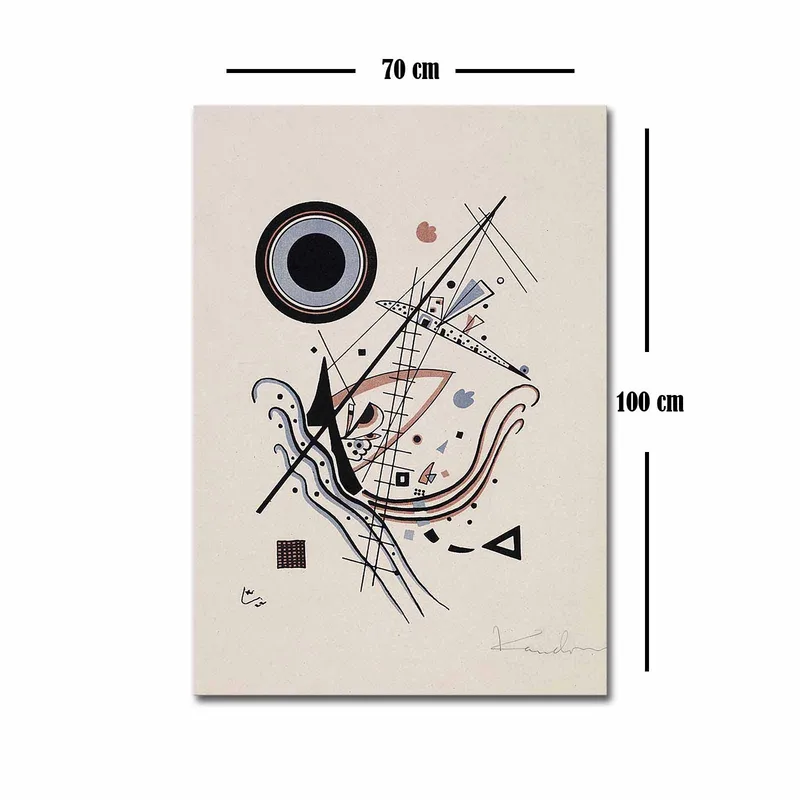 Lerretsbilde 70x100 cm - Abstrakt komposisjon med sirkler og linjer i harmonisk balanse - Svart / Rød / Blå - Interiør - Maleri & posters - Lerretsbilder