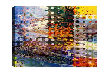 Lerretsbilde 70x100 cm - Abstrakt komposisjon med sirkulære mønstre i forskjellige farger som skaper en dynamisk følelse - Blå / Oransje / Gul - Interiør - Maleri & posters - Lerretsbilder