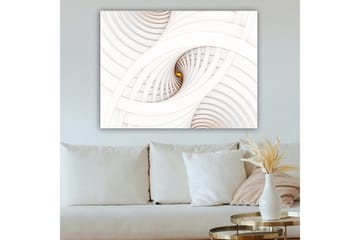 Lerretsbilde 70x100 cm - Abstrakt komposisjon med spiraler som skaper en illusjon av dybde og bevegelse - Hvit / Beige / Gull - Interiør - Maleri & posters - Lerretsbilder