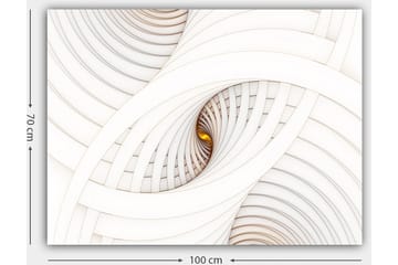 Lerretsbilde 70x100 cm - Abstrakt komposisjon med spiraler som skaper en illusjon av dybde og bevegelse - Hvit / Beige / Gull - Interiør - Maleri & posters - Lerretsbilder