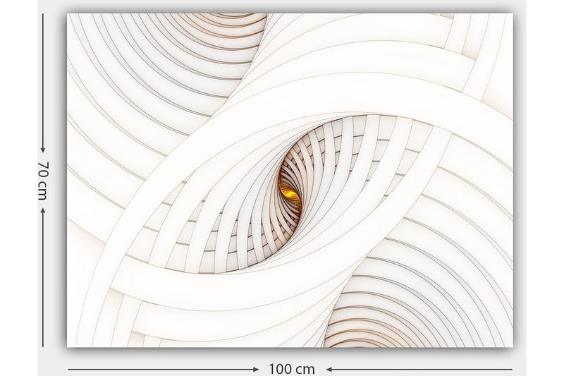 Lerretsbilde 70x100 cm - Abstrakt komposisjon med spiraler som skaper en illusjon av dybde og bevegelse - Hvit / Beige / Gull - Interiør - Maleri & posters - Lerretsbilder