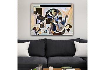 Lerretsbilde 70x100 cm - Abstrakt komposisjon med spiralformer og geometriske figurer - Mørk brun / Svart / Beige - Interiør - Maleri & posters - Lerretsbilder