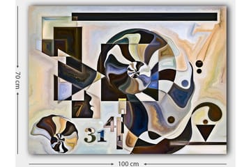 Lerretsbilde 70x100 cm - Abstrakt komposisjon med spiralformer og geometriske figurer - Mørk brun / Svart / Beige - Interiør - Maleri & posters - Lerretsbilder