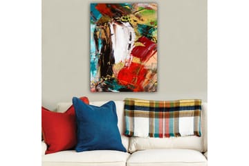 Lerretsbilde 70x100 cm - Abstrakt komposisjon med sterke farger og dynamiske former - Rød / Svart / Grønn - Interiør - Maleri & posters - Lerretsbilder