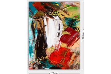 Lerretsbilde 70x100 cm - Abstrakt komposisjon med sterke farger og dynamiske former - Rød / Svart / Grønn - Interiør - Maleri & posters - Lerretsbilder