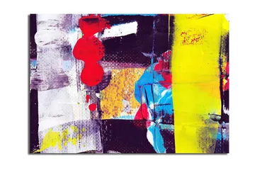 Lerretsbilde 70x100 cm - Abstrakt komposisjon med sterke farger og geometriske former - Rød / Gul / Blå - Interiør - Maleri & posters - Lerretsbilder