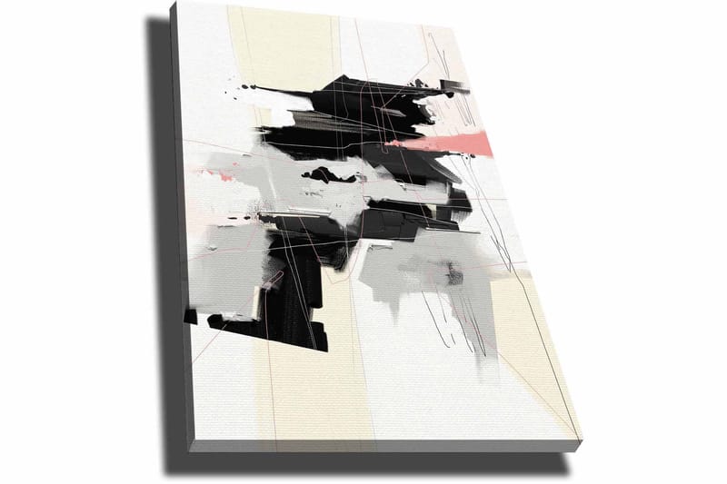 Lerretsbilde 70x100 cm - Abstrakt komposisjon med svarte og grå former som skaper en dynamisk bevegelse - Svart / Grå / Beige - Interiør - Maleri & posters - Lerretsbilder