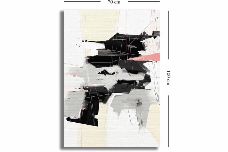 Lerretsbilde 70x100 cm - Abstrakt komposisjon med svarte og grå former som skaper en dynamisk bevegelse - Svart / Grå / Beige - Interiør - Maleri & posters - Lerretsbilder