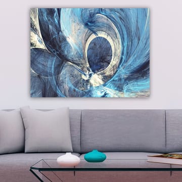 Lerretsbilde 70x100 cm - Abstrakt komposisjon med svingende former i blå nyanser - Mørk blå / Lys blå / Hvit - Interiør - Maleri & posters - Lerretsbilder