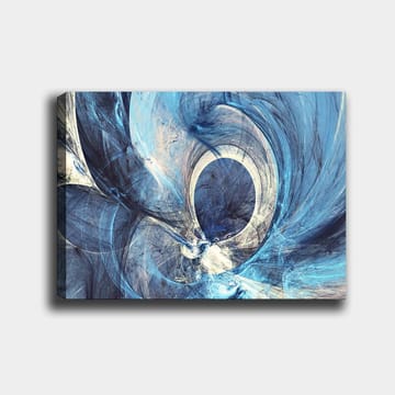 Lerretsbilde 70x100 cm - Abstrakt komposisjon med svingende former i blå nyanser - Mørk blå / Lys blå / Hvit - Interiør - Maleri & posters - Lerretsbilder