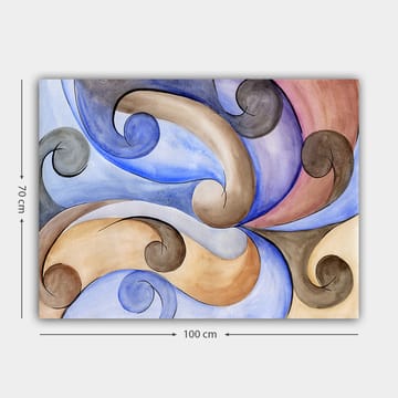 Lerretsbilde 70x100 cm - Abstrakt komposisjon med svingende former i harmoniske farger - Blå / Beige / Brun - Interiør - Maleri & posters - Lerretsbilder