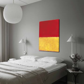 Lerretsbilde 70x100 cm - Abstrakt kunst med en rød øvre del og en gyllen nedre del - Rød / Gull - Interiør - Maleri & posters - Lerretsbilder